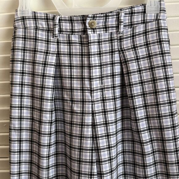 Hollister Ultra High Rise Plaid Pants XS Wide Leg Light Blue Flannel Cabincore - Picture 5 of 13